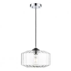 Knox 1-Light Chrome/Clear Shaded Pendant Light with Glass Shade by Light Society -Hot Sale Light Society Store chrome clear light society chandeliers ls c527 cl cm 4f 1000