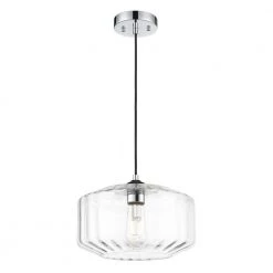 Knox 1-Light Chrome/Clear Shaded Pendant Light with Glass Shade by Light Society