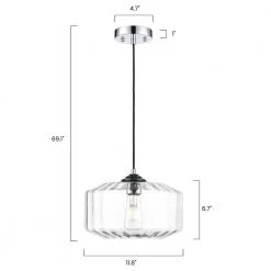 Knox 1-Light Chrome/Clear Shaded Pendant Light with Glass Shade by Light Society -Hot Sale Light Society Store chrome clear light society chandeliers ls c527 cl cm 76 1000