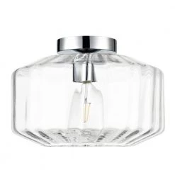 Knox 11.8 in. 1-Light Chrome/Clear Flush Mount with Glass Shade by Light Society -Hot Sale Light Society Store chrome clear light society flush mount lights ls c526 cl cm 1f 1000