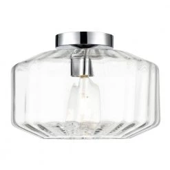 Knox 11.8 in. 1-Light Chrome/Clear Flush Mount with Glass Shade by Light Society -Hot Sale Light Society Store chrome clear light society flush mount lights ls c526 cl cm 4f 1000