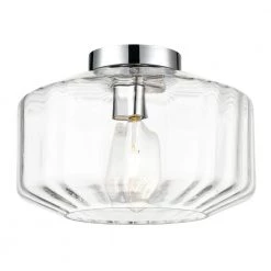 Knox 11.8 in. 1-Light Chrome/Clear Flush Mount with Glass Shade by Light Society
