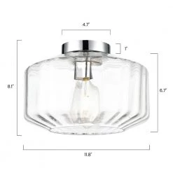 Knox 11.8 in. 1-Light Chrome/Clear Flush Mount with Glass Shade by Light Society -Hot Sale Light Society Store chrome clear light society flush mount lights ls c526 cl cm 76 1000
