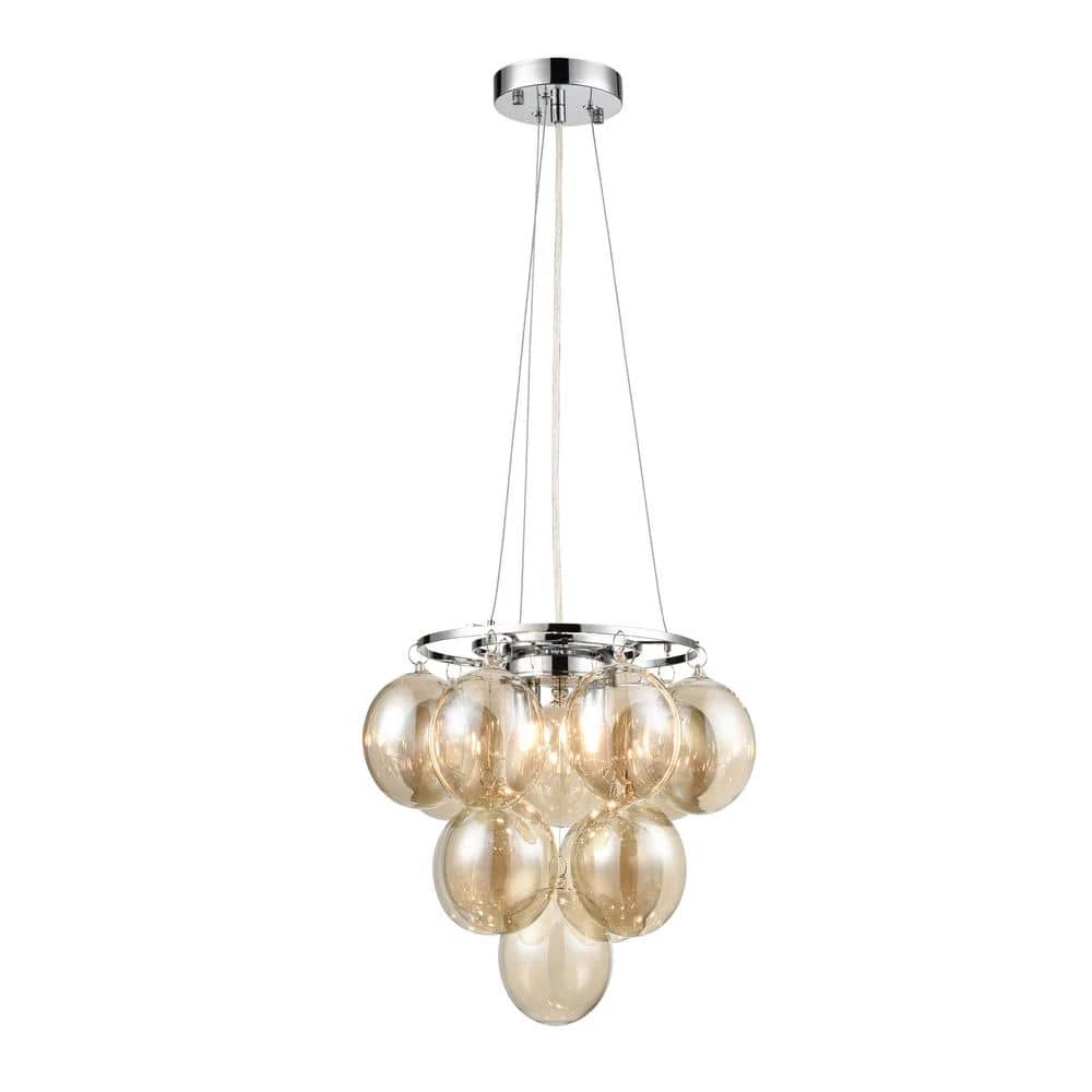 Andi 2-Lights Chrome/Cognac Chandelier with Class Shades by Light Society 6 Andi 2-Lights Chrome/Cognac Chandelier with Class Shades by Light Society - Image 4