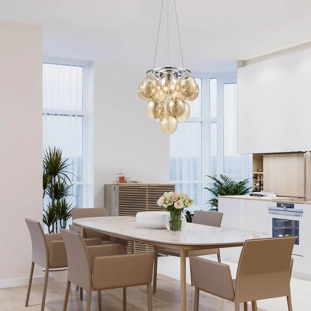 Andi 2-Lights Chrome/Cognac Chandelier with Class Shades by Light Society 10 Andi 2-Lights Chrome/Cognac Chandelier with Class Shades by Light Society - Image 8