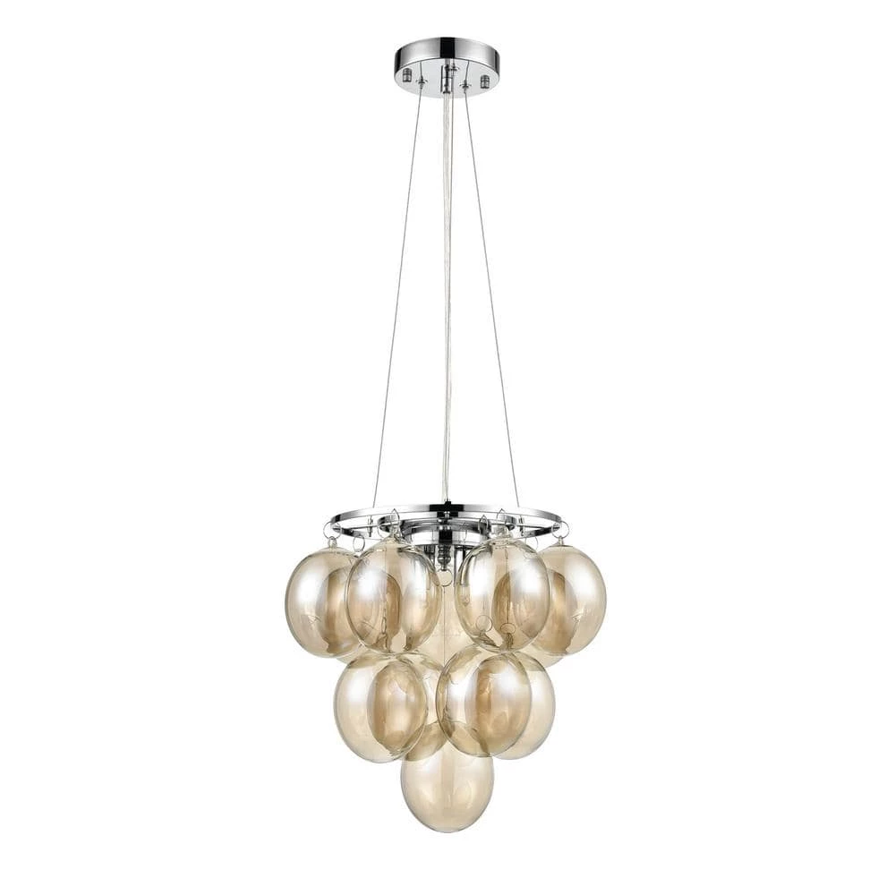 Andi 2-Lights Chrome/Cognac Chandelier with Class Shades by Light Society 7 Andi 2-Lights Chrome/Cognac Chandelier with Class Shades by Light Society - Image 5