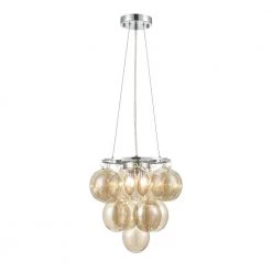 Andi 2-Lights Chrome/Cognac Chandelier with Class Shades by Light Society