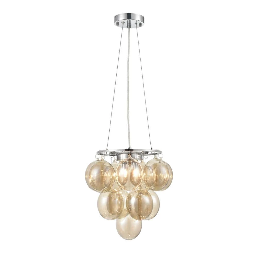 Andi 2-Lights Chrome/Cognac Chandelier with Class Shades by Light Society 3 Andi 2-Lights Chrome/Cognac Chandelier with Class Shades by Light Society