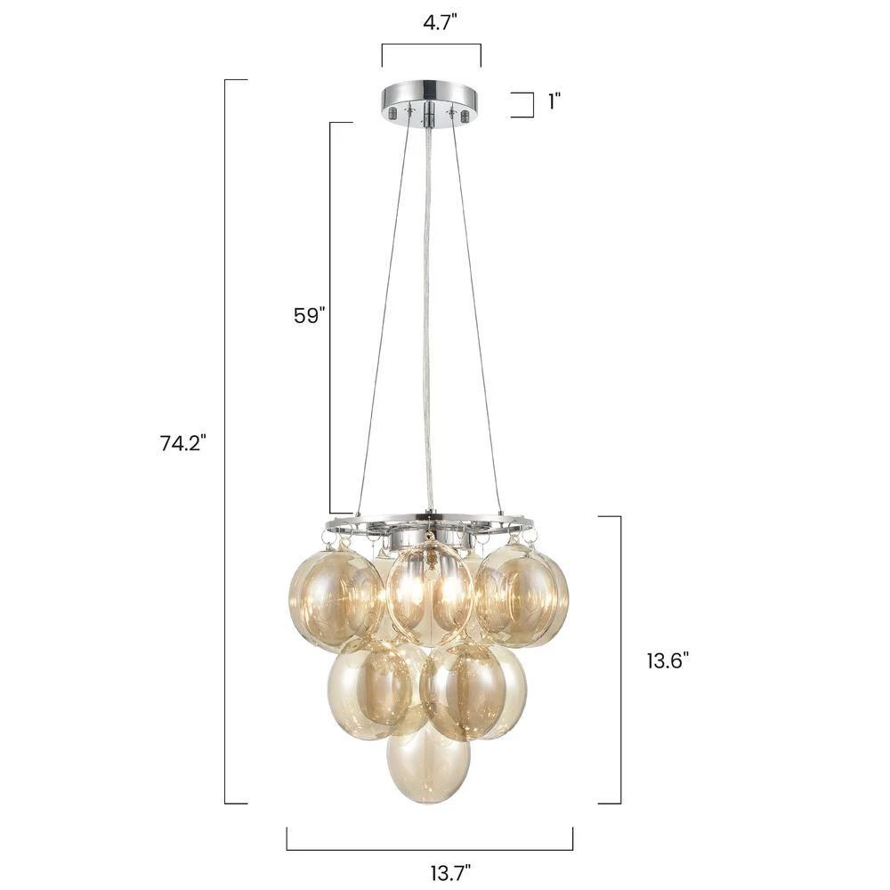 Andi 2-Lights Chrome/Cognac Chandelier with Class Shades by Light Society 9 Andi 2-Lights Chrome/Cognac Chandelier with Class Shades by Light Society - Image 7