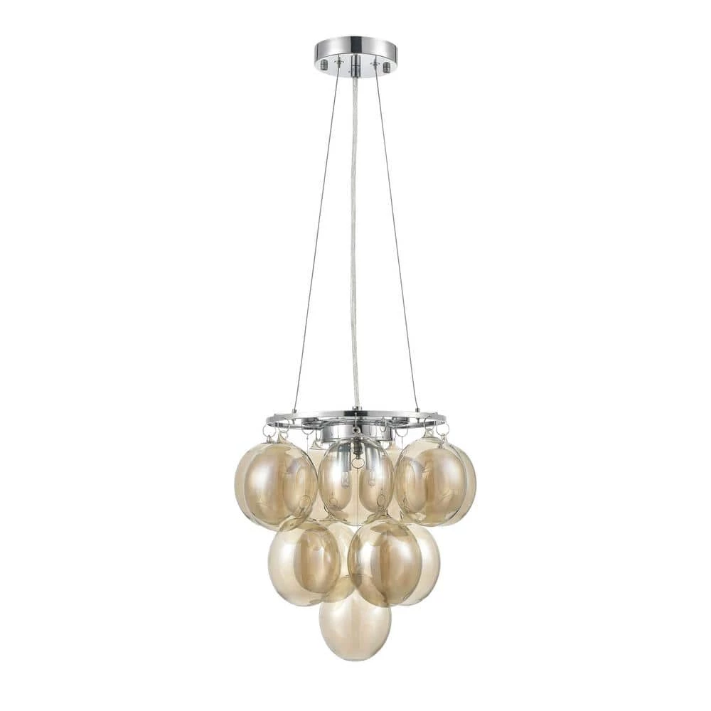 Andi 2-Lights Chrome/Cognac Chandelier with Class Shades by Light Society 4 Andi 2-Lights Chrome/Cognac Chandelier with Class Shades by Light Society - Image 2