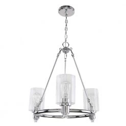 Tiffany 3-Light Chrome Chandelier with Clear Glass Shades by DSI LIGHTING