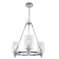 Tiffany 3-Light Chrome Chandelier with Clear Glass Shades by DSI LIGHTING -Hot Sale Light Society Store chrome dsi lighting chandeliers ds18934 c3 1000