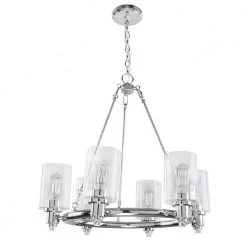 Tiffany 25 in. 6-Light Chrome Chandelier with Clear Glass Shades by DSI LIGHTING