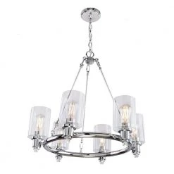 Tiffany 25 in. 6-Light Chrome Chandelier with Clear Glass Shades by DSI LIGHTING -Hot Sale Light Society Store chrome dsi lighting chandeliers ds18936 c3 1000
