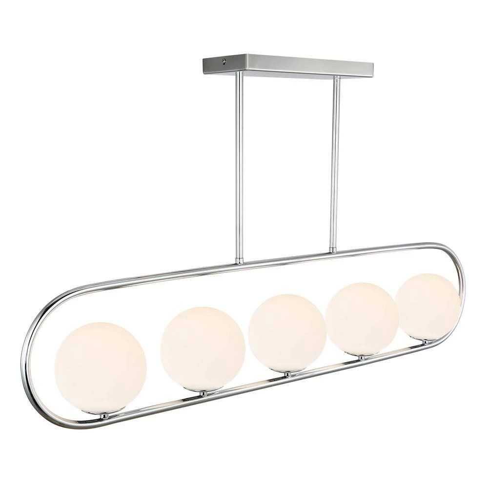 Audra 5-Light Chrome Chandelier/Island Light with Frosted Glass Shades by Light Society 6 Audra 5-Light Chrome Chandelier/Island Light with Frosted Glass Shades by Light Society - Image 4