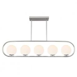 Audra 5-Light Chrome Chandelier/Island Light with Frosted Glass Shades by Light Society
