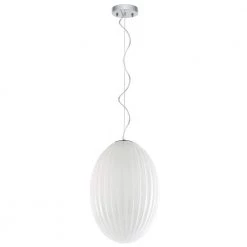 Opal 12 in. Chrome/Opal Pendant Light with Glass Shade by Light Society