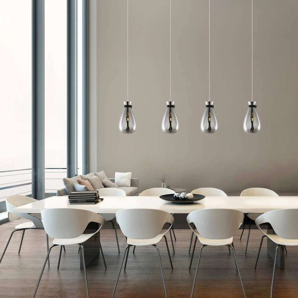 Elea 1-Light Chrome Pendant with Smokey Glass Shade by Light Society 11 Elea 1-Light Chrome Pendant with Smokey Glass Shade by Light Society - Image 9