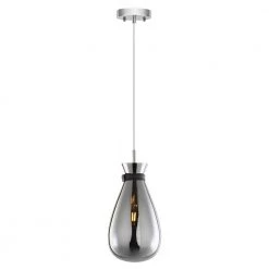 Elea 1-Light Chrome Pendant with Smokey Glass Shade by Light Society
