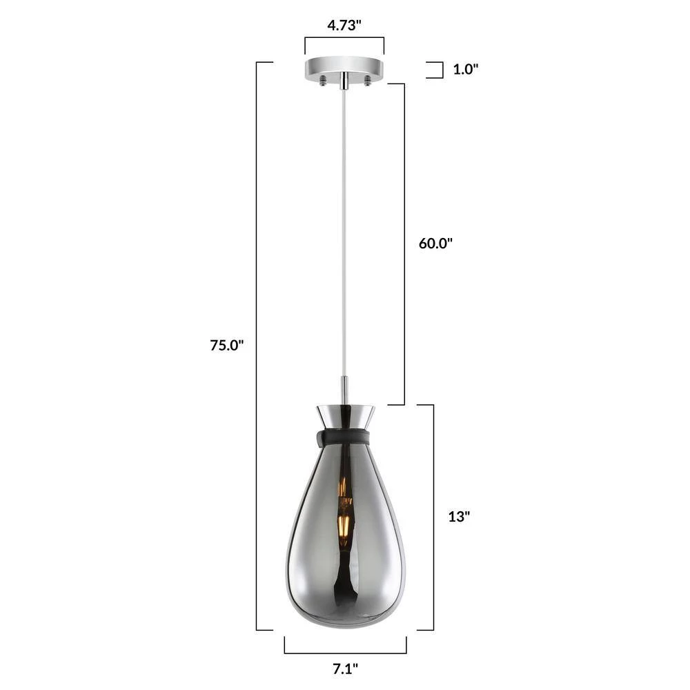 Elea 1-Light Chrome Pendant with Smokey Glass Shade by Light Society 10 Elea 1-Light Chrome Pendant with Smokey Glass Shade by Light Society - Image 8