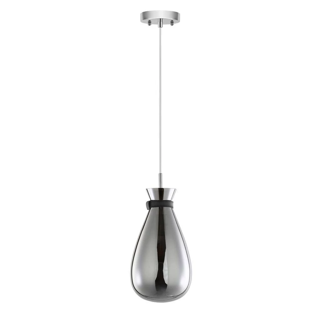 Elea 1-Light Chrome Pendant with Smokey Glass Shade by Light Society 5 Elea 1-Light Chrome Pendant with Smokey Glass Shade by Light Society - Image 3