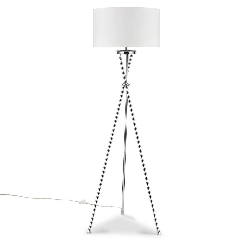 Ebba 59.7 in. Chrome/White Floor Lamp with Fabric Shade by Light Society 6 Ebba 59.7 in. Chrome/White Floor Lamp with Fabric Shade by Light Society - Image 4