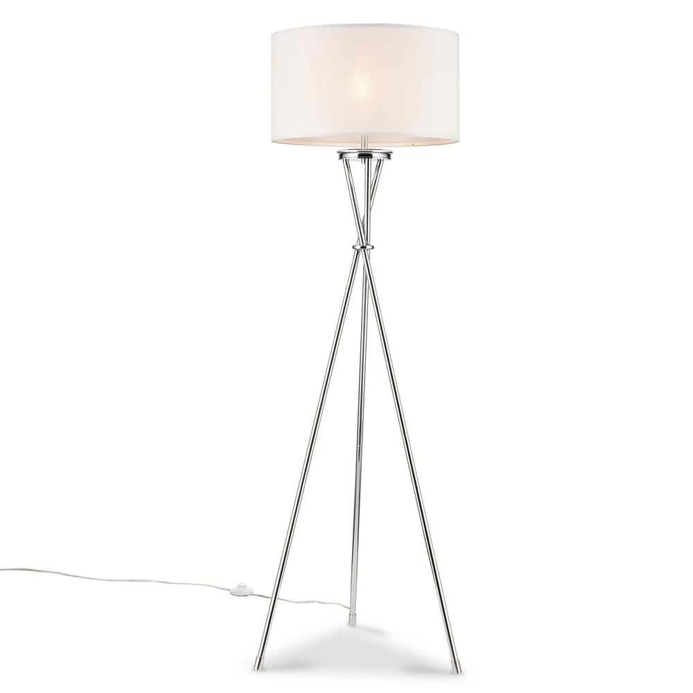 Ebba 59.7 in. Chrome/White Floor Lamp with Fabric Shade by Light Society 3 Ebba 59.7 in. Chrome/White Floor Lamp with Fabric Shade by Light Society