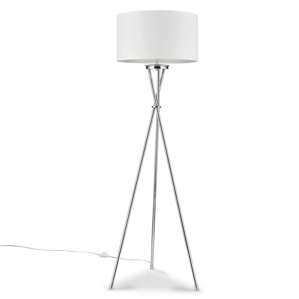 Ebba 59.7 in. Chrome/White Floor Lamp with Fabric Shade by Light Society 4 Ebba 59.7 in. Chrome/White Floor Lamp with Fabric Shade by Light Society - Image 2