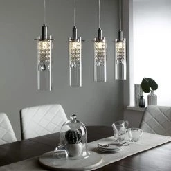 4-Light Chrome Base LED Pendant and Glass Shade Pendant by BAZZ -Hot Sale Light Society Store clear bazz chandeliers p14531crled 4f 1000