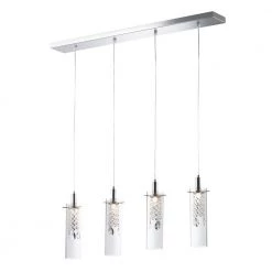 4-Light Chrome Base LED Pendant and Glass Shade Pendant by BAZZ