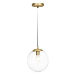Zeno 1-Light Clear/Brass Globe Pendant with Glass Shade by Light Society