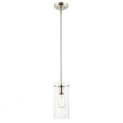 Montreal 1-Light Clear/Satin Nickel Pendant with Glass Shade by Light Society -Hot Sale Light Society Store clear satin nickel light society chandeliers ls c237 sn cl 1f 1000