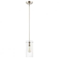 Montreal 1-Light Clear/Satin Nickel Pendant with Glass Shade by Light Society -Hot Sale Light Society Store clear satin nickel light society chandeliers ls c237 sn cl 4f 1000