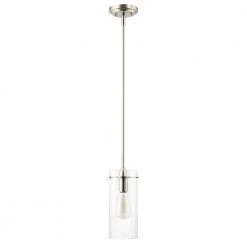 Montreal 1-Light Clear/Satin Nickel Pendant with Glass Shade by Light Society