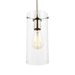 Montreal 1-Light Clear/Satin Nickel Pendant with Glass Shade by Light Society -Hot Sale Light Society Store clear satin nickel light society chandeliers ls c237 sn cl 66 1000