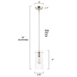 Montreal 1-Light Clear/Satin Nickel Pendant with Glass Shade by Light Society -Hot Sale Light Society Store clear satin nickel light society chandeliers ls c237 sn cl 76 1000