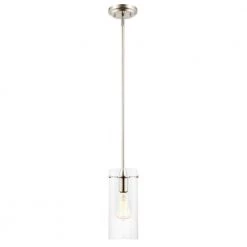 Montreal 1-Light Clear/Satin Nickel Pendant with Glass Shade by Light Society -Hot Sale Light Society Store clear satin nickel light society chandeliers ls c237 sn cl fa 1000