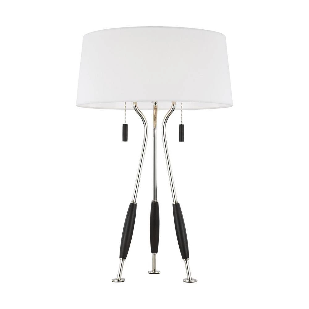 ED Ellen DeGeneres Crafted by Generation Lighting Arbur 26 .625 in. Ebony Wood Table Lamp with White Linen Fabric Shade by Generation Lighting Designer Collections 4 ED Ellen DeGeneres Crafted by Generation Lighting Arbur 26 .625 in. Ebony Wood Table Lamp with White Linen Fabric Shade by Generation Lighting Designer Collections - Image 2