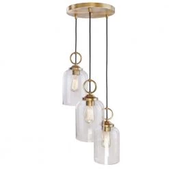 Dianne 3-Light Gold Pendant with Clear Bell Shaped Shades by DSI LIGHTING -Hot Sale Light Society Store gold dsi lighting chandeliers ds18960 1f 1000
