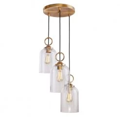 Dianne 3-Light Gold Pendant with Clear Bell Shaped Shades by DSI LIGHTING -Hot Sale Light Society Store gold dsi lighting chandeliers ds18960 c3 1000