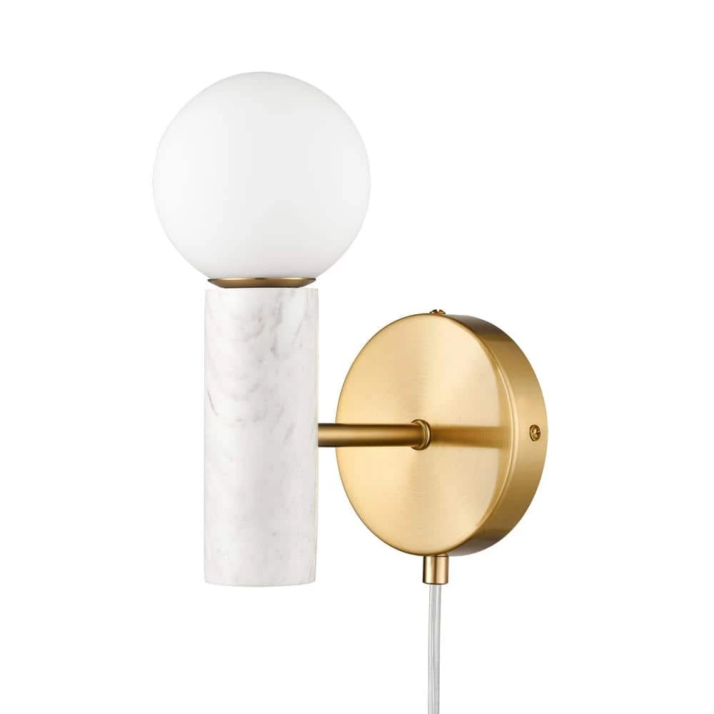 Sena 9 in. Gold/White Wall Sconce by Light Society 6 Sena 9 in. Gold/White Wall Sconce by Light Society - Image 4