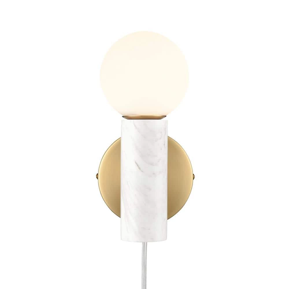 Sena 9 in. Gold/White Wall Sconce by Light Society 3 Sena 9 in. Gold/White Wall Sconce by Light Society