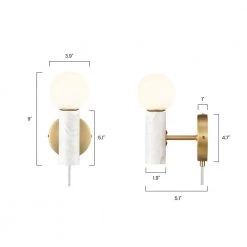 Sena 9 in. Gold/White Wall Sconce by Light Society 16 Sena 9 in. Gold/White Wall Sconce by Light Society -Hot Sale Light Society Store gold white light society wall sconces ls w550 gld wh 76 1000