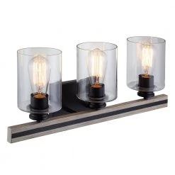 Charleston 3-Light Black and Faux Wood Vanity with Clear Shades by DSI LIGHTING 10 Charleston 3-Light Black and Faux Wood Vanity with Clear Shades by DSI LIGHTING -Hot Sale Light Society Store light black and faux wood dsi lighting vanity lighting ds18933 44 1000
