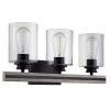 Charleston 3-Light Black and Faux Wood Vanity with Clear Shades by DSI LIGHTING