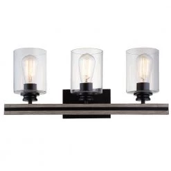 Charleston 3-Light Black and Faux Wood Vanity with Clear Shades by DSI LIGHTING 8 Charleston 3-Light Black and Faux Wood Vanity with Clear Shades by DSI LIGHTING -Hot Sale Light Society Store light black and faux wood dsi lighting vanity lighting ds18933 c3 1000