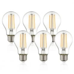 Aria 75-Watt Equivalence A19 Shape LED Filament Light Bulb 2700K (Set of 6) by Light Society