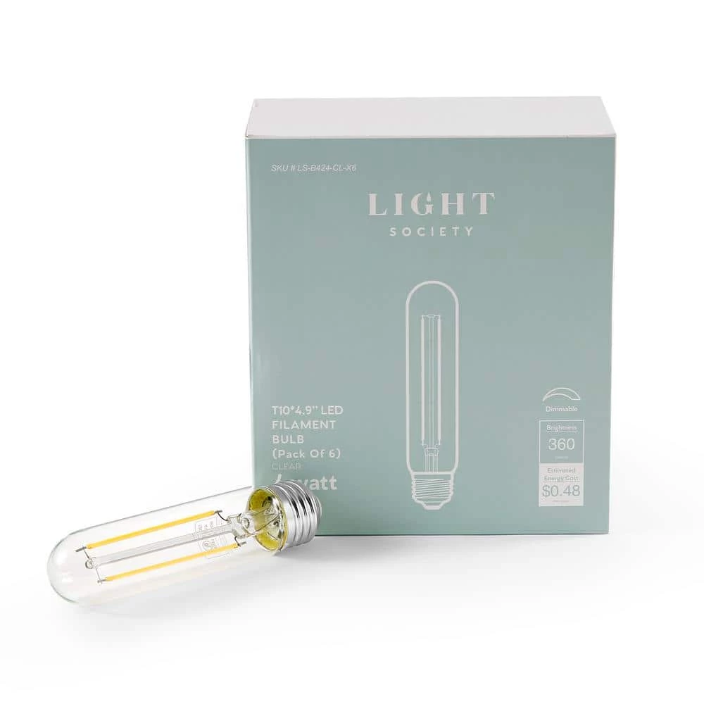 Sovana 40-Watt T10 / 4.9 in. Clear LED Filament Light Bulbs (6-Pack) by Light Society 7 Sovana 40-Watt T10 / 4.9 in. Clear LED Filament Light Bulbs (6-Pack) by Light Society - Image 6