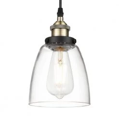 Camberly 1-Light Matte Black/Bronze/Clear Pendant with Glass Shade by Light Society -Hot Sale Light Society Store matte black bronze clear light society chandeliers ls c109 brs 4f 1000