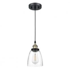 Camberly 1-Light Matte Black/Bronze/Clear Pendant with Glass Shade by Light Society -Hot Sale Light Society Store matte black bronze clear light society chandeliers ls c109 brs c3 1000